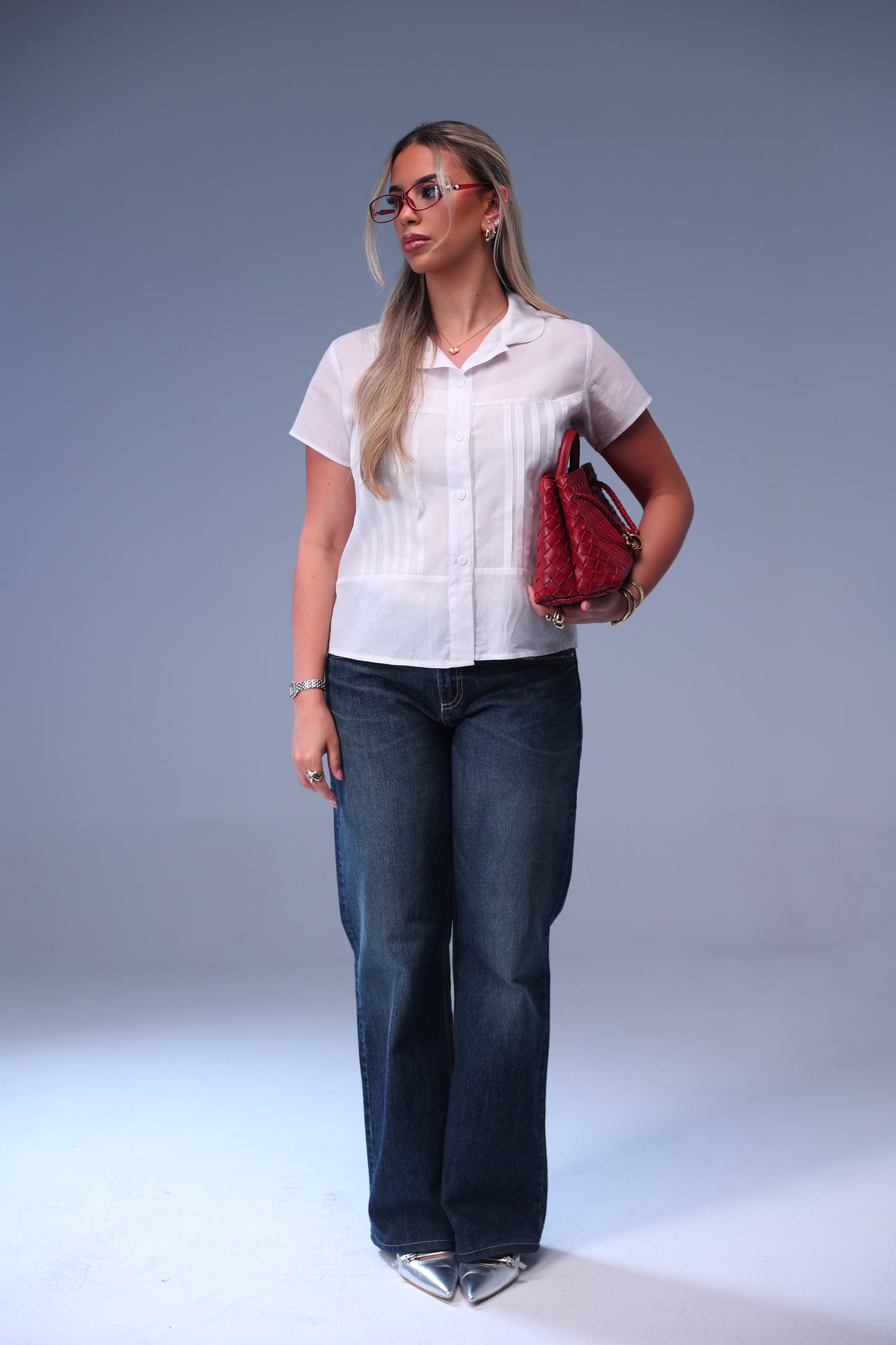 White Classic Button-Up Blouse