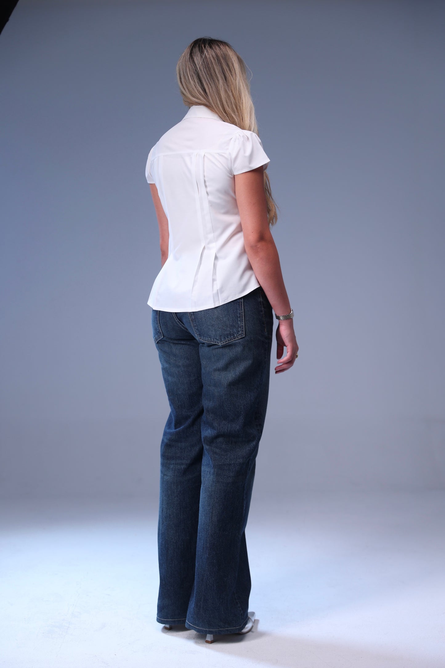 White Structured Pleated Blouse