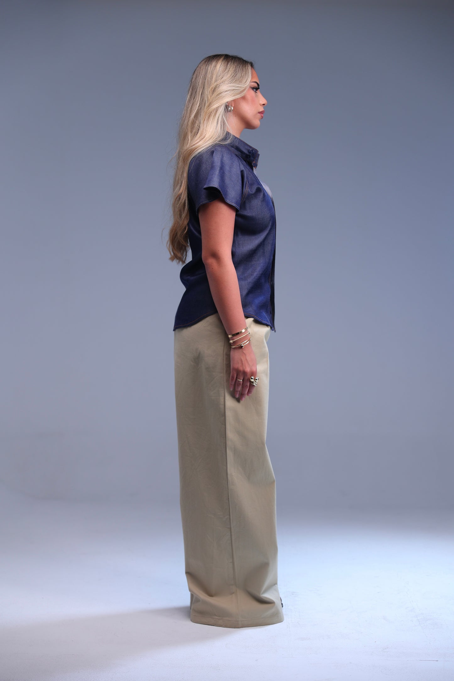 Navy Flowy Sleeve top
