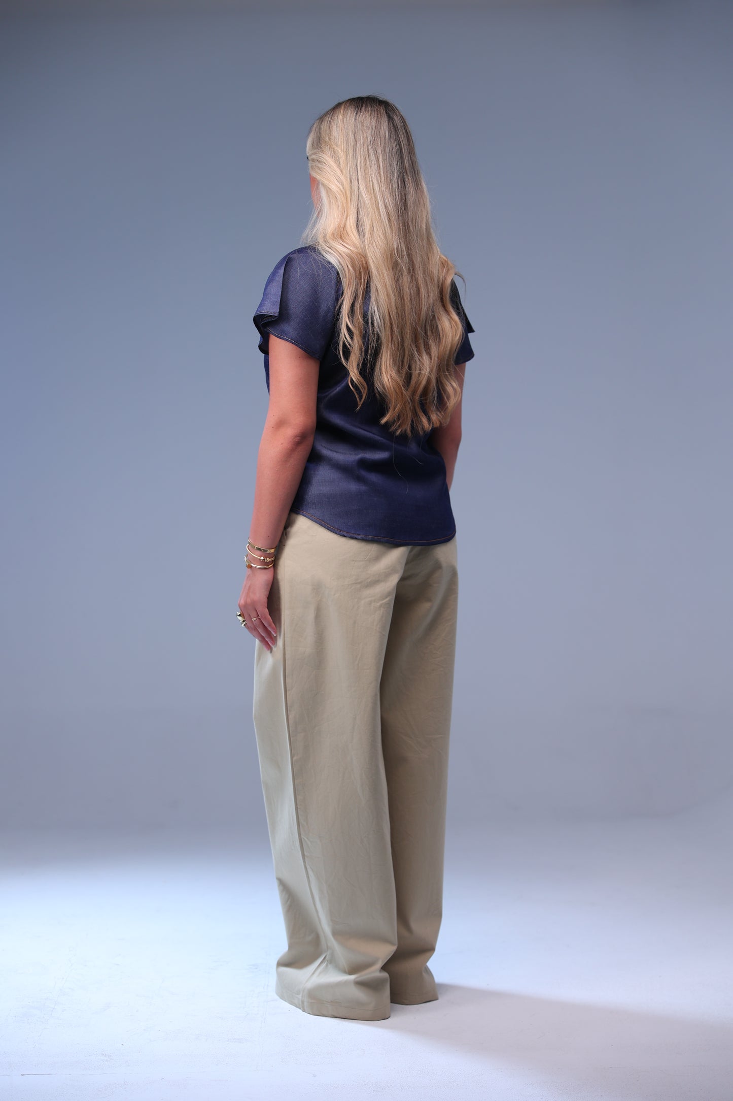Navy Flowy Sleeve top