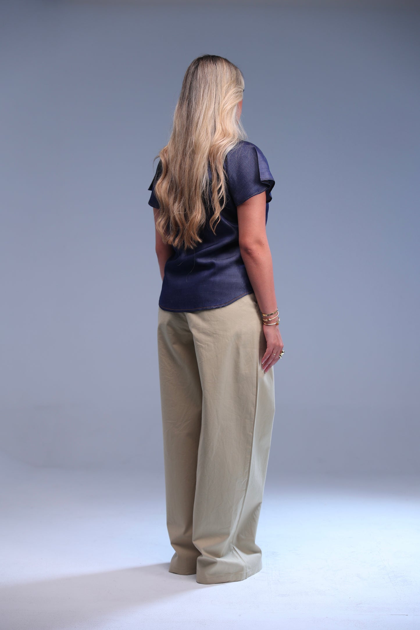 Navy Flowy Sleeve top