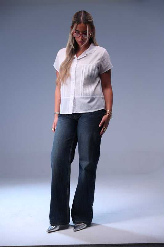 White Classic Button-Up Blouse