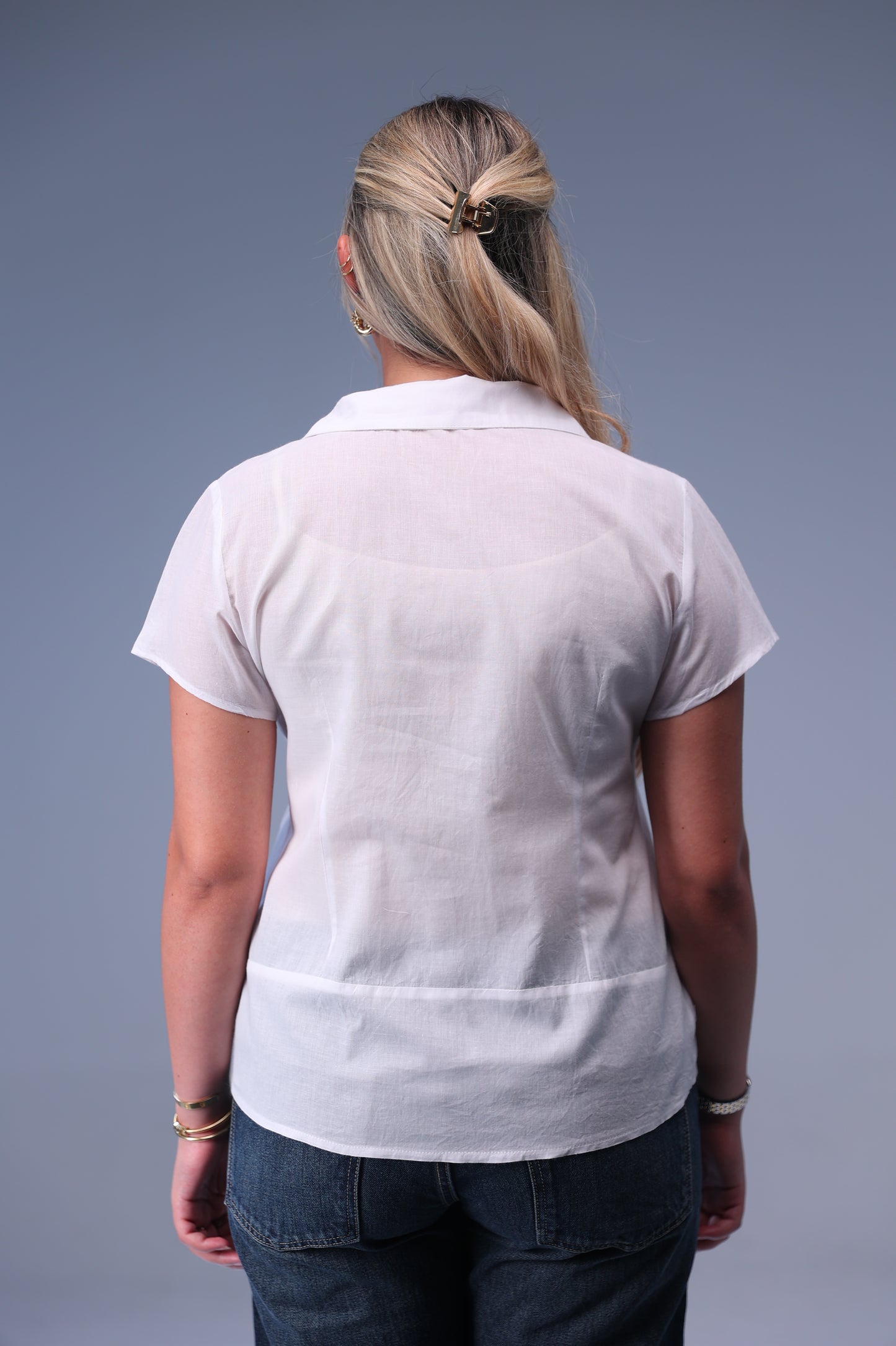White Classic Button-Up Blouse