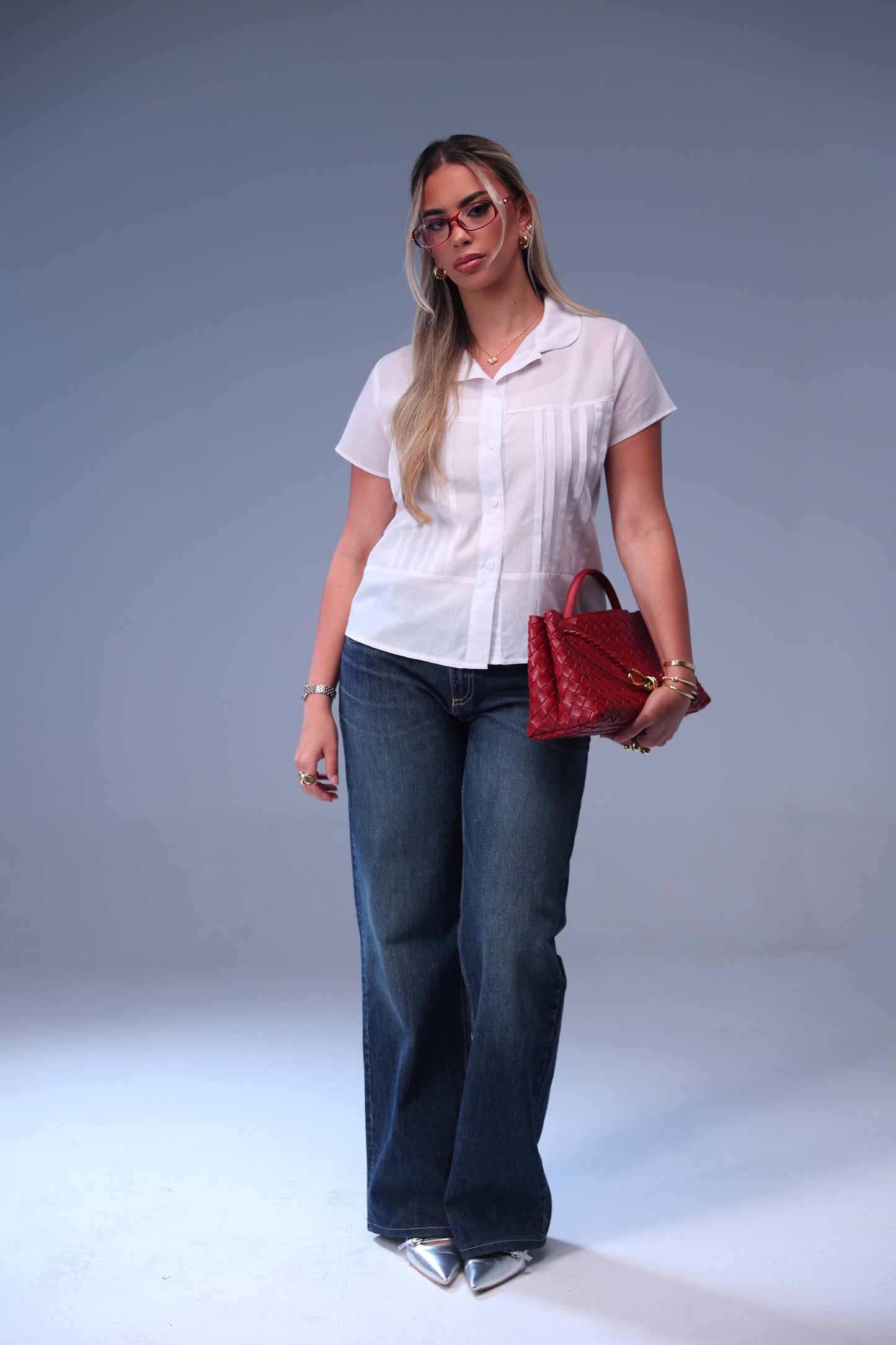 White Classic Button-Up Blouse