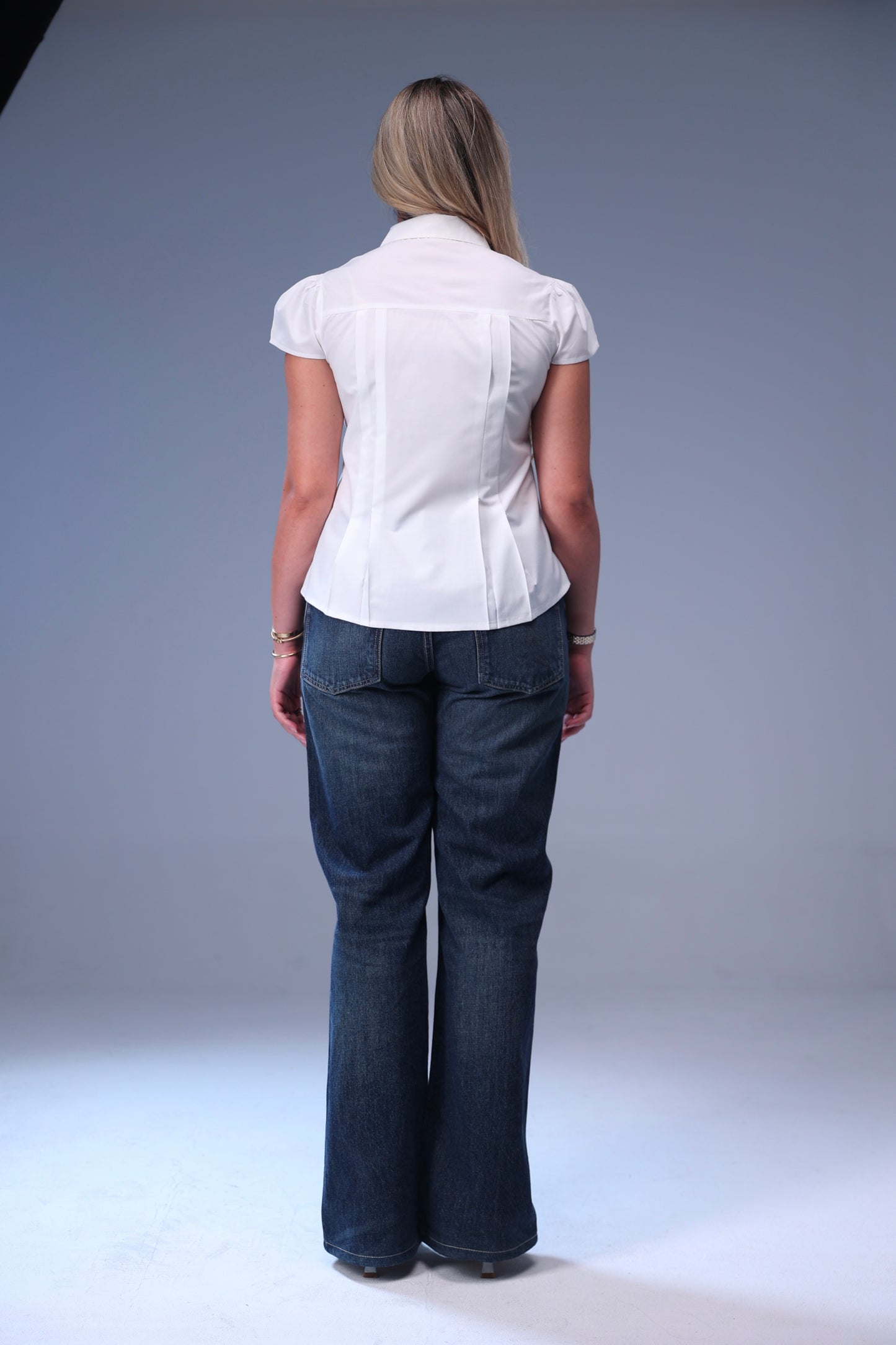 White Structured Pleated Blouse