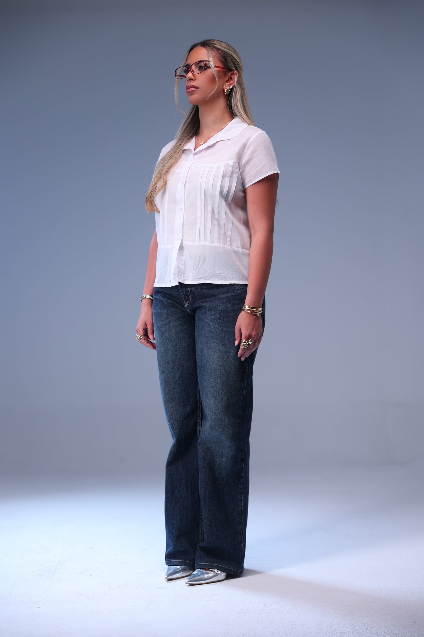 White Classic Button-Up Blouse