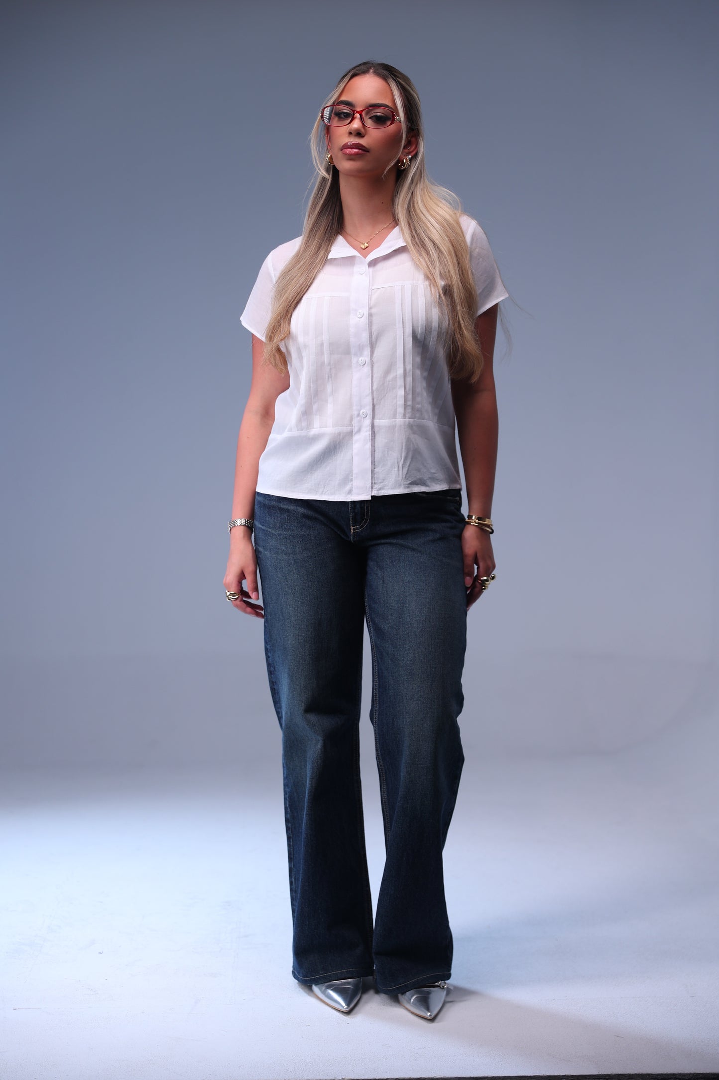 White Classic Button-Up Blouse