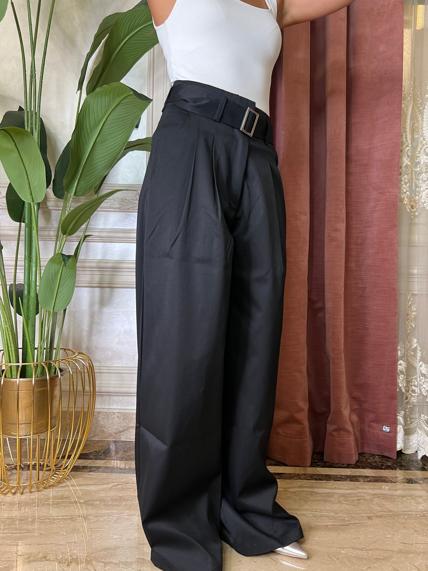 Black Double Pleated Trousers