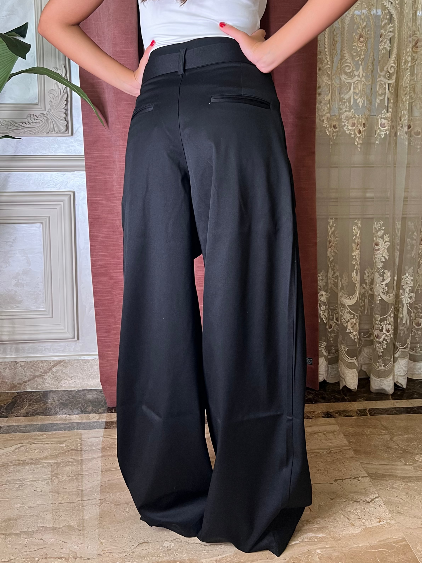 Black Double Pleated Trousers