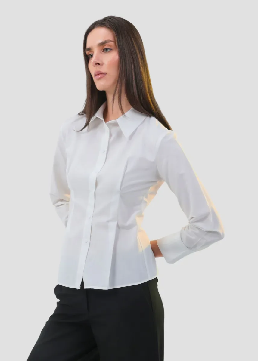 basic dress shirt Luxalzxs Basic Button Down Shirts for Women Casual V-Neck Solid Color Long SLeeve Business Work Office Suit Plus Size Blouses Tops