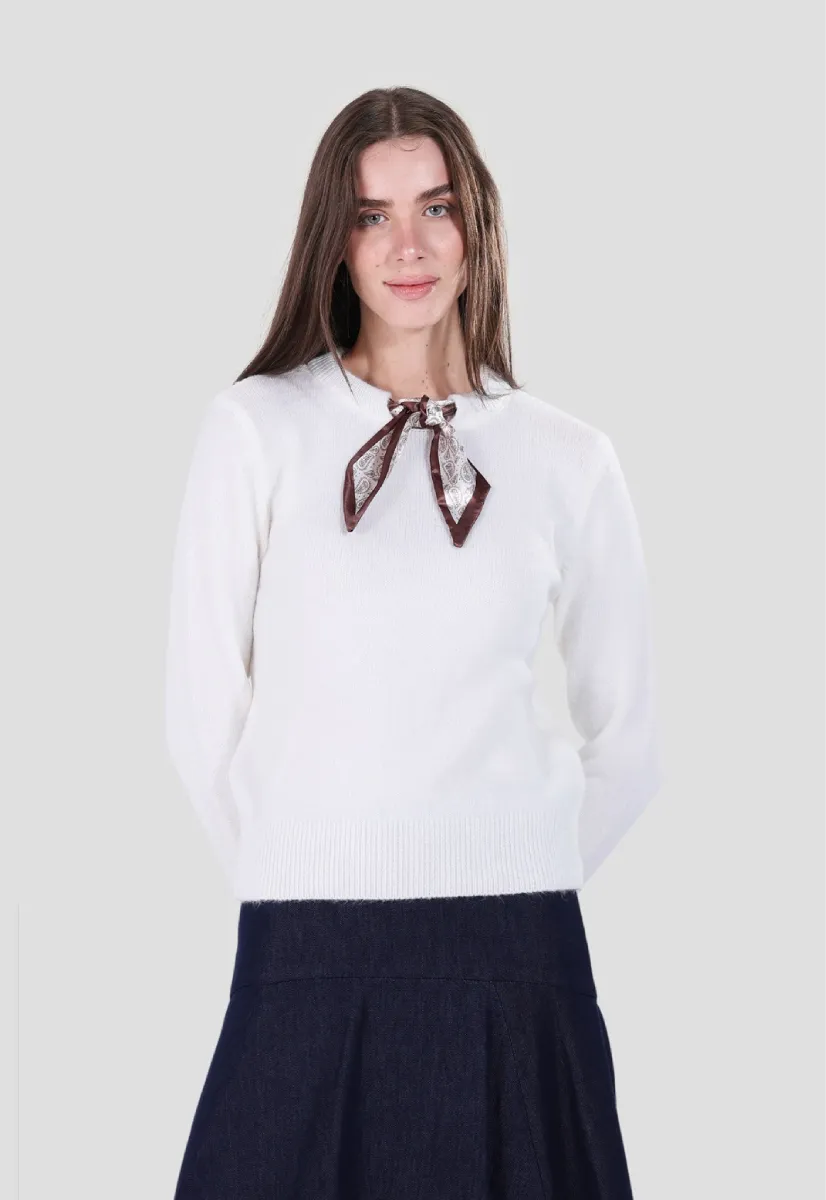 Scarf-Detail Knit Jumper