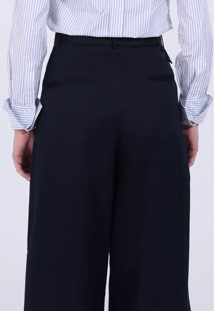Navy Double Pleated Trousers - chapters.