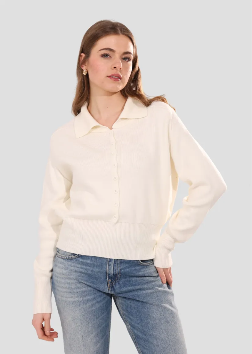 Collared Button-Up Cardigan