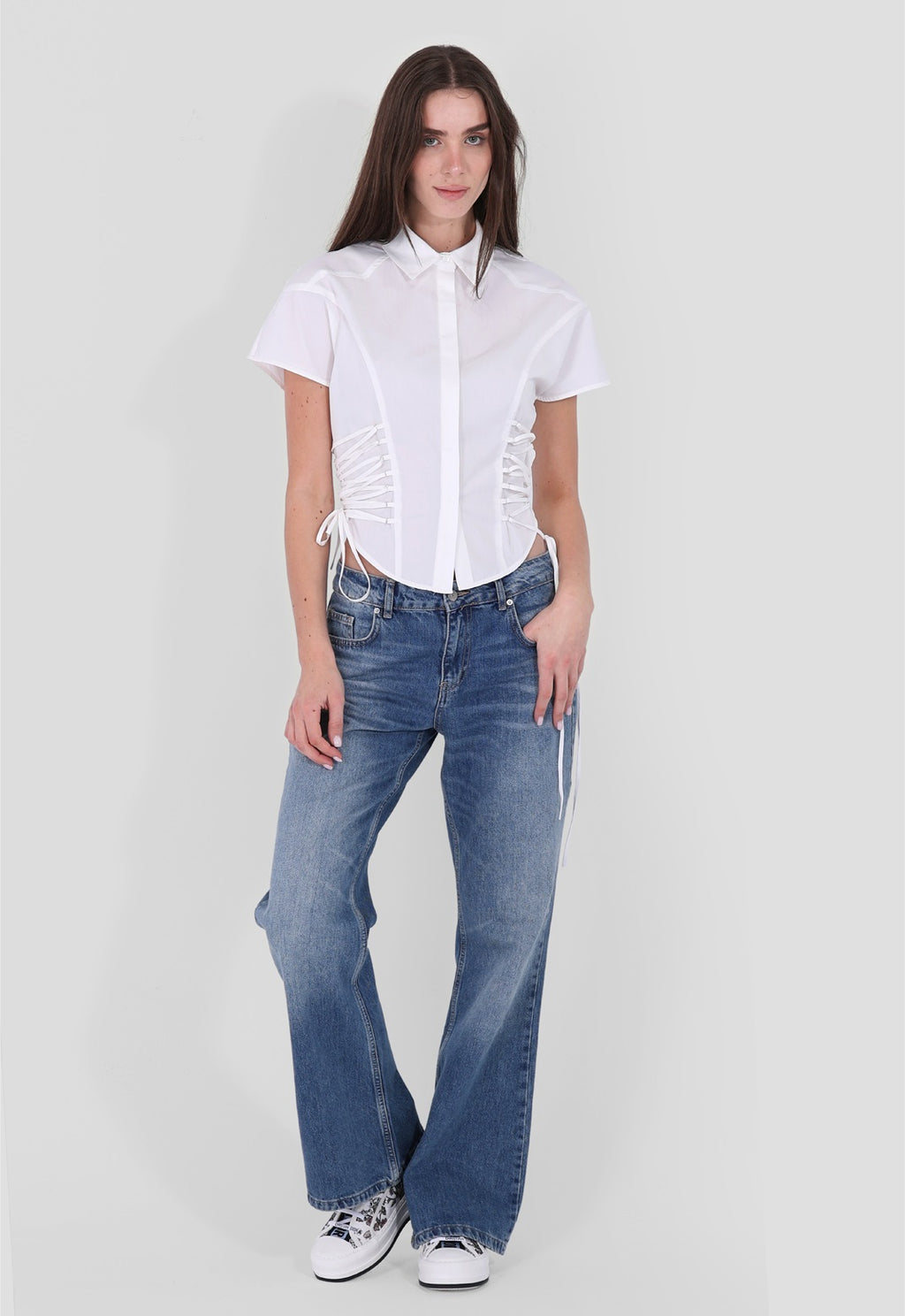 Short Sleeve Lace-up Shirt