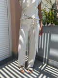 Beige Tie-Up Pants