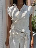 Beige Frill Wrap Top