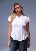 White Structured Pleated Blouse - chapters.
