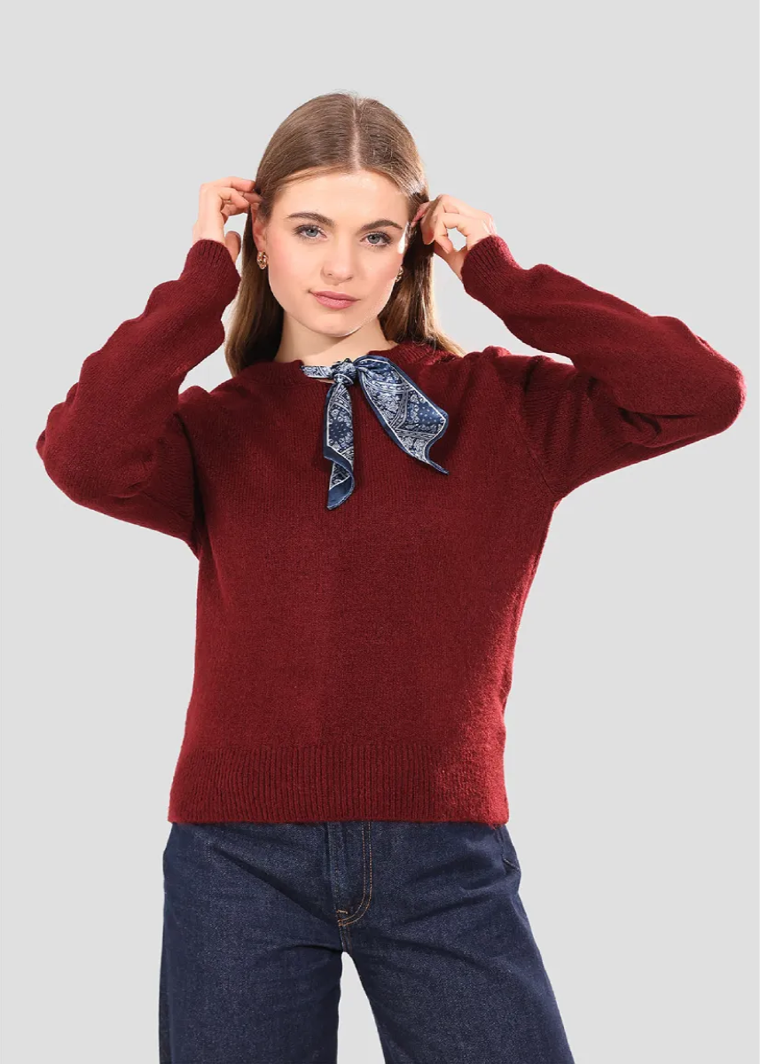 Scarf-Detail Knit Jumper