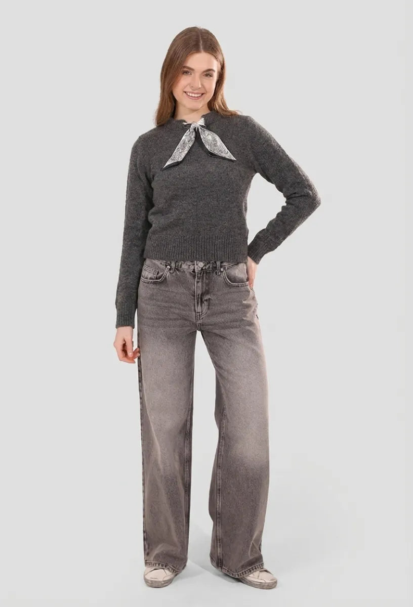 Scarf-Detail Knit Jumper