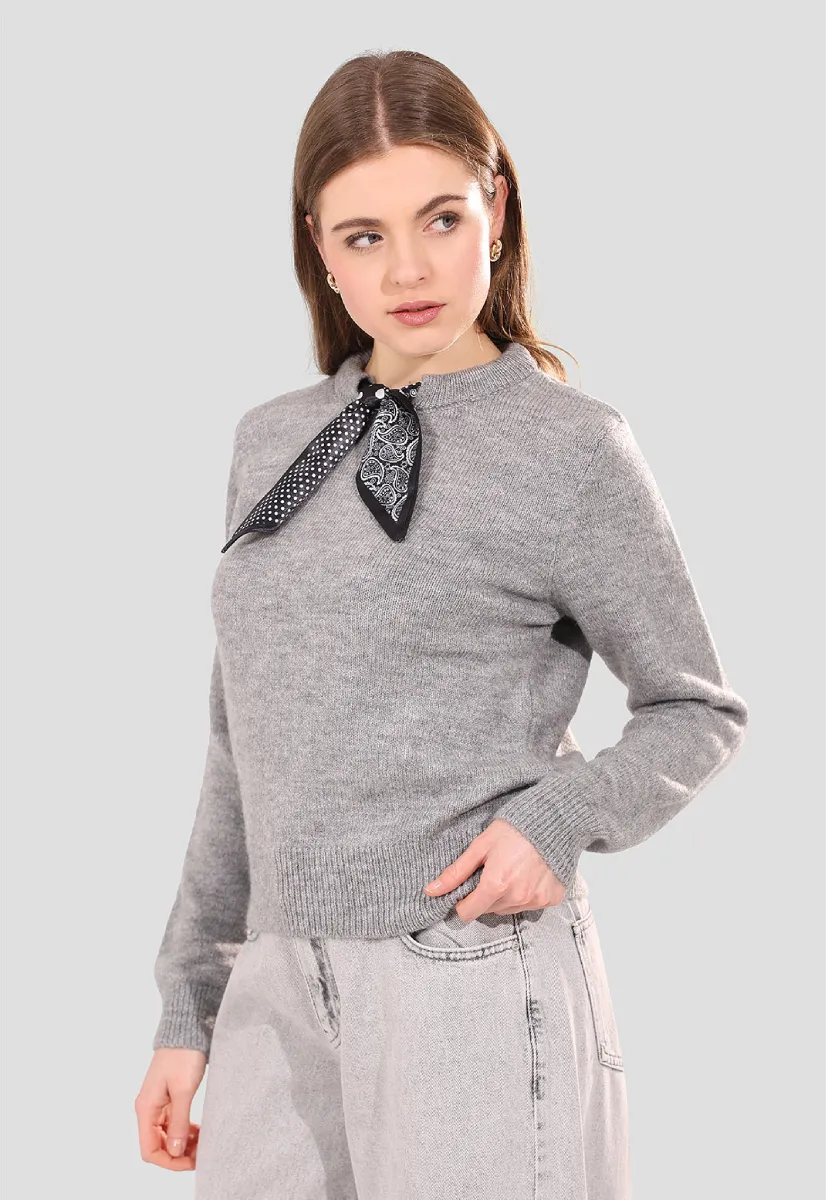 Scarf-Detail Knit Jumper