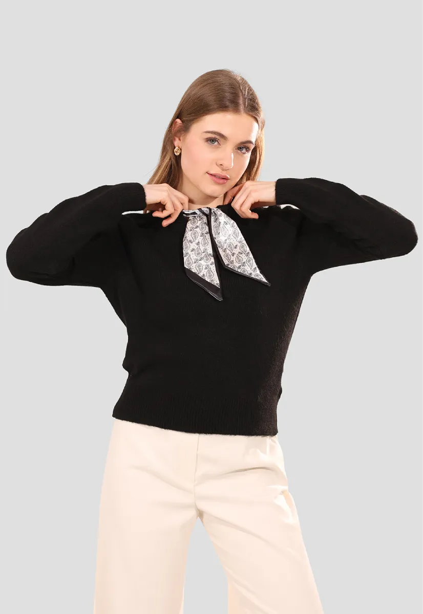 Scarf-Detail Knit Jumper