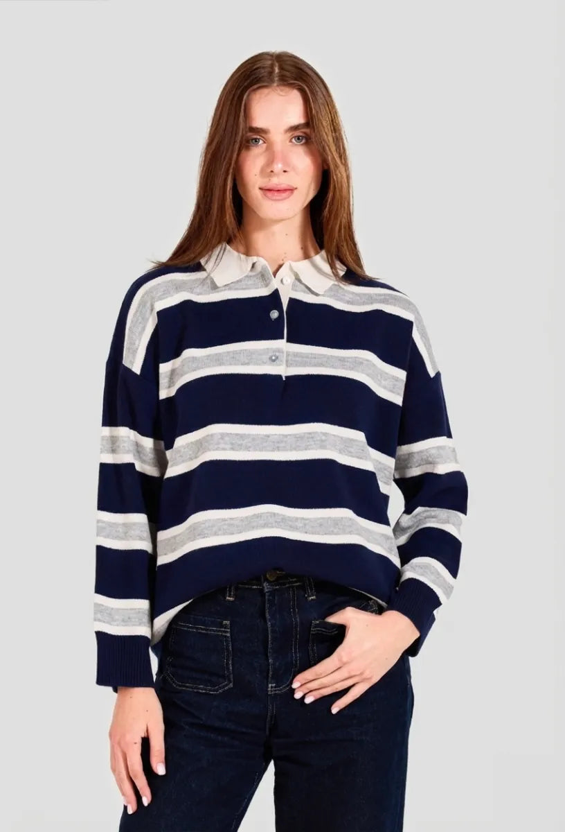 Striped Knit Polo