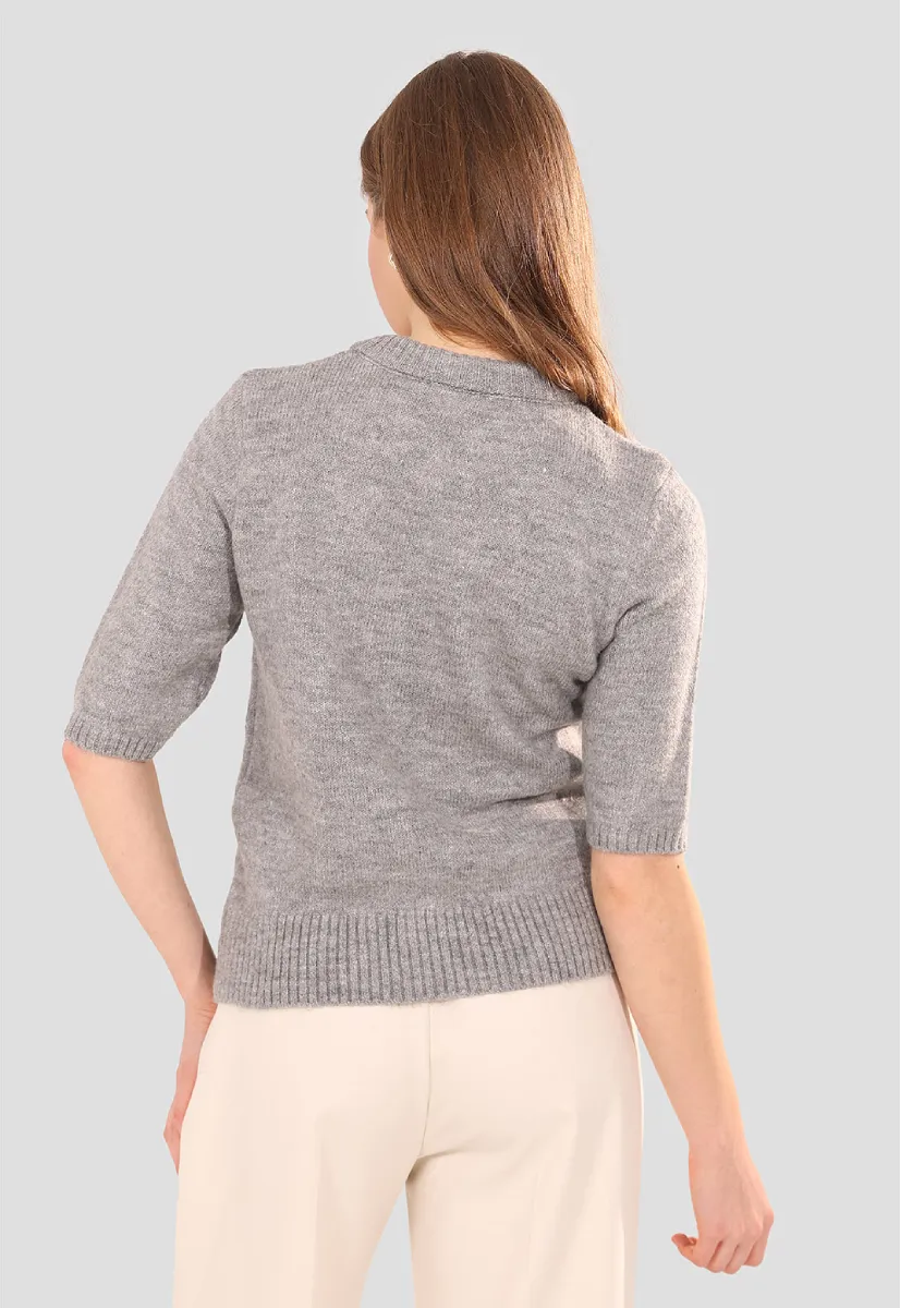 Scarf Short-sleeve Jumper