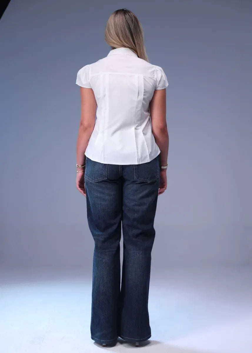 White Structured Pleated Blouse - chapters.